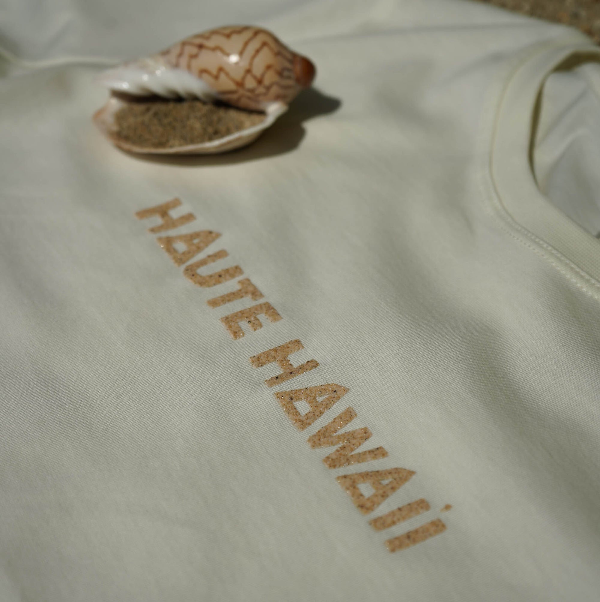 Womens White Sand - Haute Hawai'i Line Logo Natural Tee