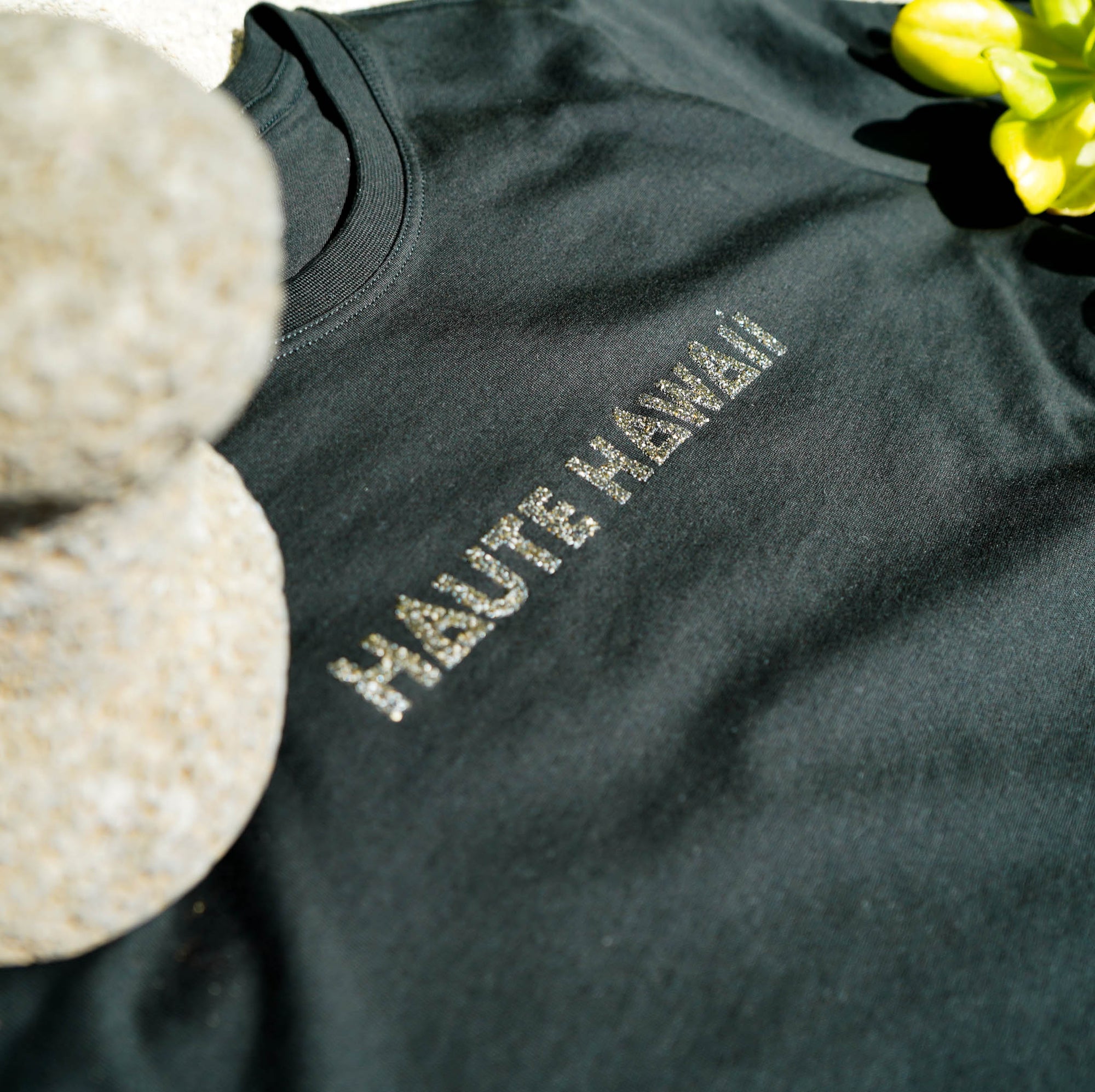 Womens Black Sand - Haute Hawai'i Line Logo Black Tee